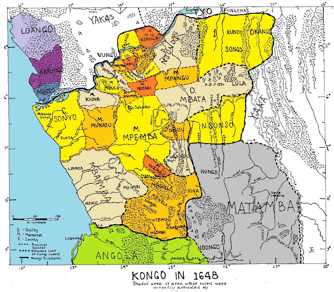 Les sept provinces de l'ancien royaume du Kongo